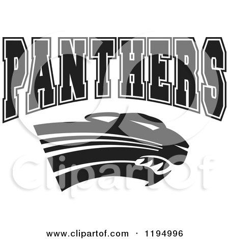 Clipart of a Black and White Big Cat and PANTHERS Team Text - Royalty Free Vector Illustration by Johnny Sajem