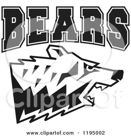 Clipart of Black and White Bears Text over a Growling Bear Head - Royalty Free Vector Illustration by Johnny Sajem