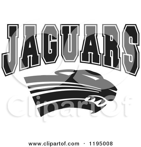 Clipart of a Black and White Big Cat and JAGUARS Team Text - Royalty Free Vector Illustration by Johnny Sajem