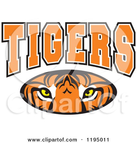 Clipart of TIGERS Text over an Eyes Oval - Royalty Free Vector Illustration by Johnny Sajem