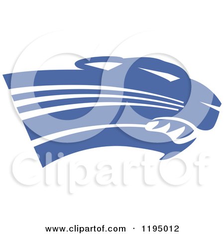 Clipart of a Royal Blue Panther Cougar or Jaguar Mascot Head - Royalty Free Vector Illustration by Johnny Sajem