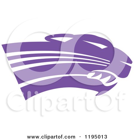 Clipart of a Purple Panther Cougar or Jaguar Mascot Head - Royalty Free Vector Illustration by Johnny Sajem