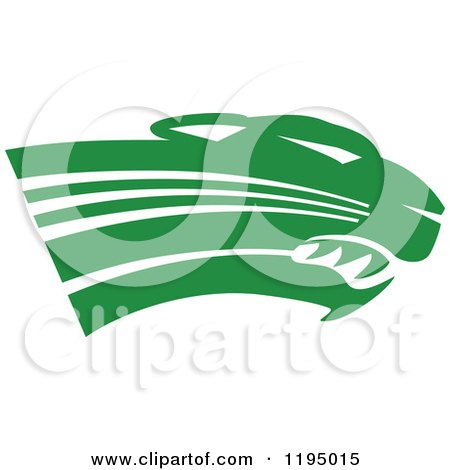 Clipart of a Forest Green Panther Cougar or Jaguar Mascot Head - Royalty Free Vector Illustration by Johnny Sajem