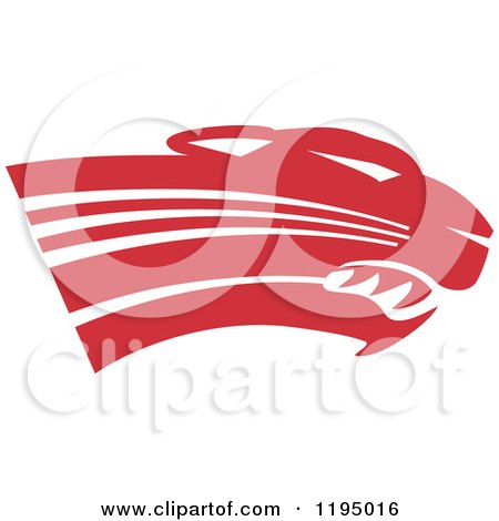 Clipart of a Crimson Red Panther Cougar or Jaguar Mascot Head - Royalty Free Vector Illustration by Johnny Sajem