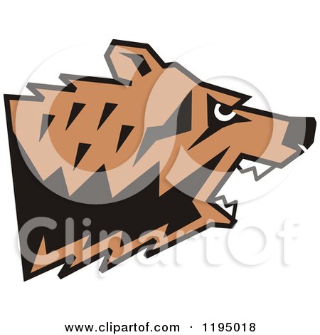 Clipart of a Growling Bear Head in Profile - Royalty Free Vector Illustration by Johnny Sajem