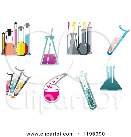 Clipart of Science Lab Test Tubes Flasks and Beakers - Royalty Free Vector Illustration by Vector Tradition SM