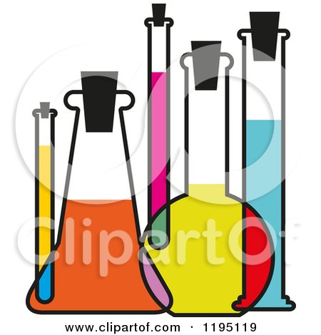 Clipart of Science Lab Flasks and Test Tubes - Royalty Free Vector Illustration by Vector Tradition SM