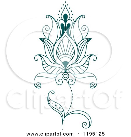 Clipart of a Teal Henna Flower 2 - Royalty Free Vector Illustration by Vector Tradition SM