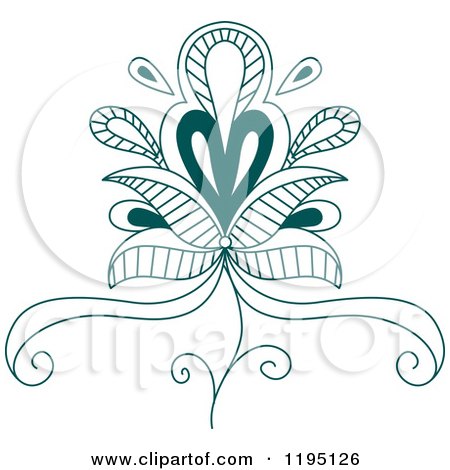 Clipart of a Teal Henna Flower 5 - Royalty Free Vector Illustration by Vector Tradition SM