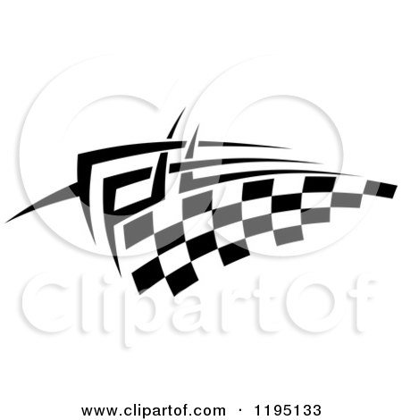 Clipart of a Black and White Checkered Tribal Racing Flag 3 - Royalty Free Vector Illustration by Vector Tradition SM