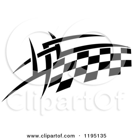 Clipart of a Black and White Checkered Tribal Racing Flag - Royalty Free Vector Illustration by Vector Tradition SM