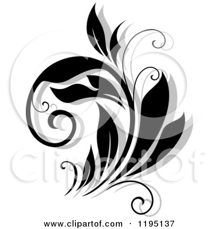 Clipart of a Black and White Flourish with a Shadow 2 - Royalty Free Vector Illustration by Vector Tradition SM