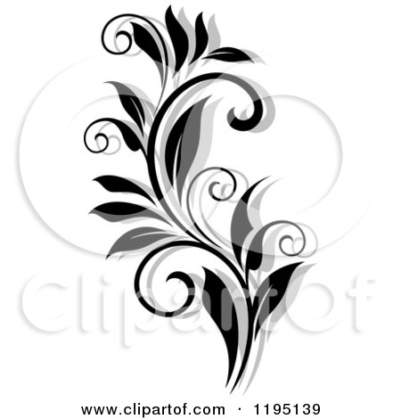 Clipart of a Black and White Flourish with a Shadow 4 - Royalty Free Vector Illustration by Vector Tradition SM