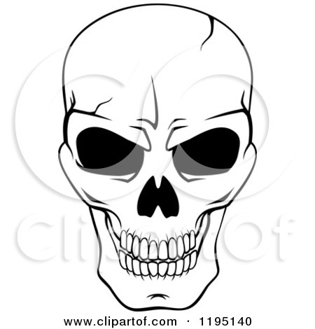 Clipart of a Black and White Cracked Skull - Royalty Free Vector Illustration by Vector Tradition SM