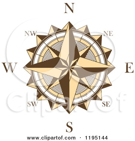 Clipart of a Brown and White Compass Rose 4 - Royalty Free Vector Illustration by Vector Tradition SM