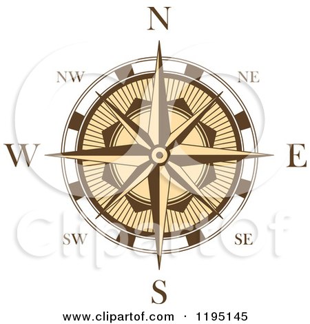 Clipart of a Brown and White Compass Rose 3 - Royalty Free Vector Illustration by Vector Tradition SM