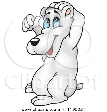 Cartoon of a Polar Bear Thinking and Scratching His Head - Royalty Free Vector Clipart by dero