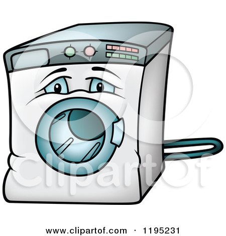 Cartoon of a Sad Front Loader Washing Machine - Royalty Free Vector Clipart by dero
