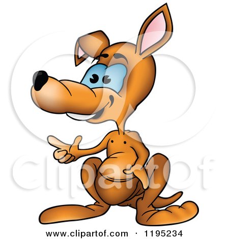 Cartoon of a Happy Kangaroo Pointing - Royalty Free Vector Clipart by dero