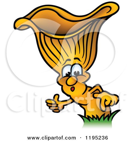 Cartoon of a Mushroom Holding a Thumb up - Royalty Free Vector Clipart by dero