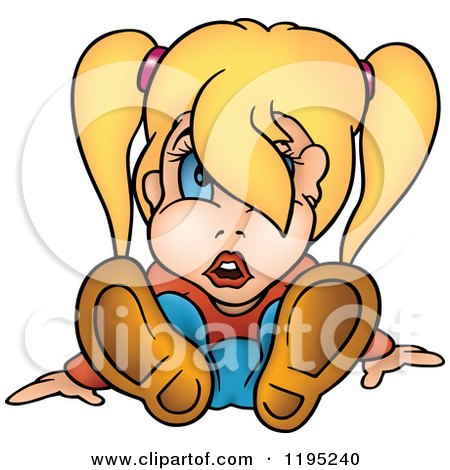 Cartoon of a Surprised Blond Girl Sitting on the Floor - Royalty Free Vector Clipart by dero