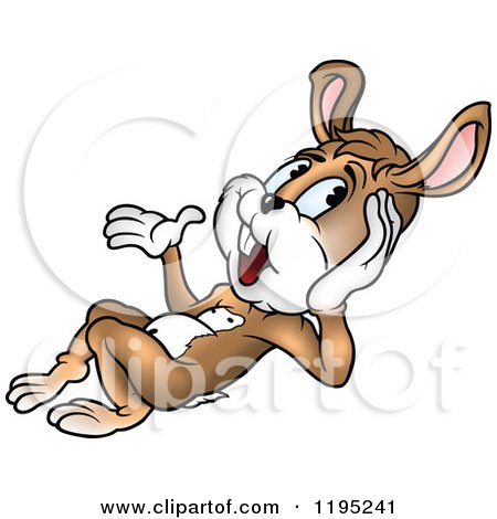 Cartoon of a Reclined Rabbit Gesturing and Talking - Royalty Free Vector Clipart by dero