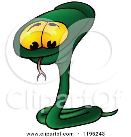 Cartoon of a Green Snake with Big Eyes - Royalty Free Vector Clipart by dero