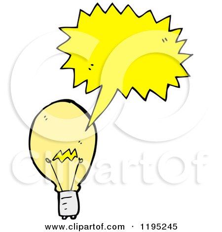 Cartoon of a Light Bulb Speaking - Royalty Free Vector Illustration by lineartestpilot