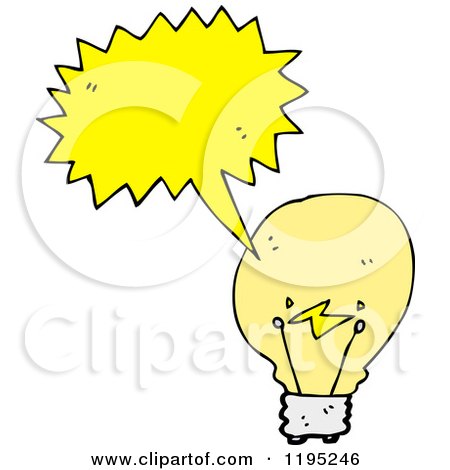 Cartoon of a Light Bulb Speaking - Royalty Free Vector Illustration by lineartestpilot