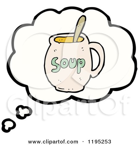 Cartoon of a Soup Cup in a Thought Bubble - Royalty Free Vector Illustration by lineartestpilot