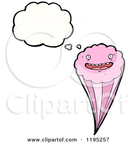 Cartoon of a Pink Tornado Thinking - Royalty Free Vector Illustration by lineartestpilot