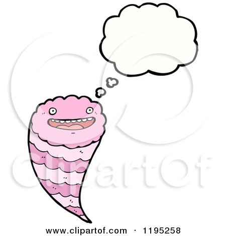 Cartoon of a Pink Tornado Thinking - Royalty Free Vector Illustration by lineartestpilot