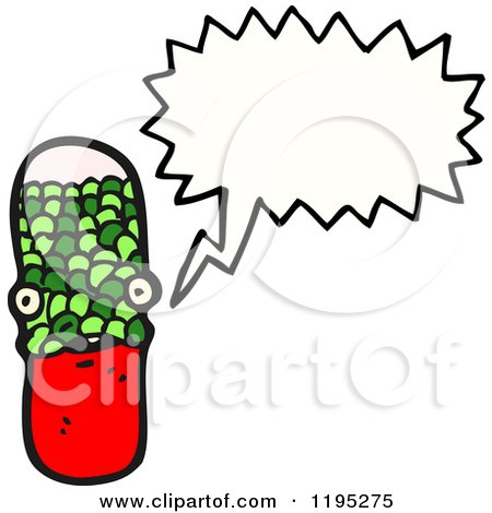 Cartoon of a Medicine Capsule Speaking - Royalty Free Vector Illustration by lineartestpilot