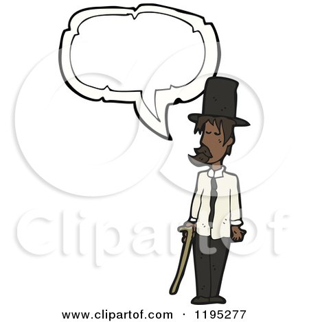Cartoon of a Black Man in a Top Hat Speaking - Royalty Free Vector Illustration by lineartestpilot