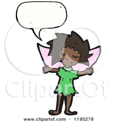 Cartoon of a Black Fairy Speaking - Royalty Free Vector Illustration by lineartestpilot