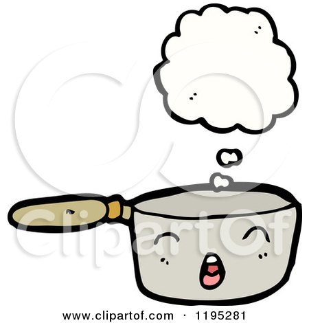 Cartoon of a Pot Thinking - Royalty Free Vector Illustration by lineartestpilot