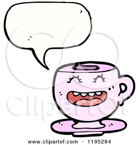 Cartoon of a Teacup Speaking - Royalty Free Vector Illustration by lineartestpilot