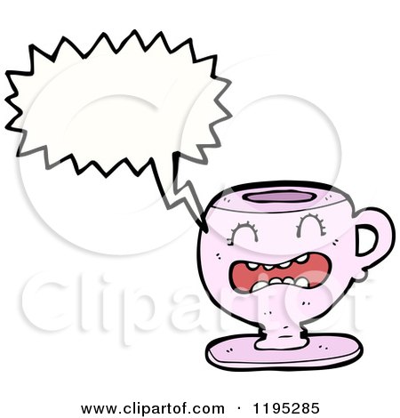 Cartoon of a Teacup Speaking - Royalty Free Vector Illustration by lineartestpilot