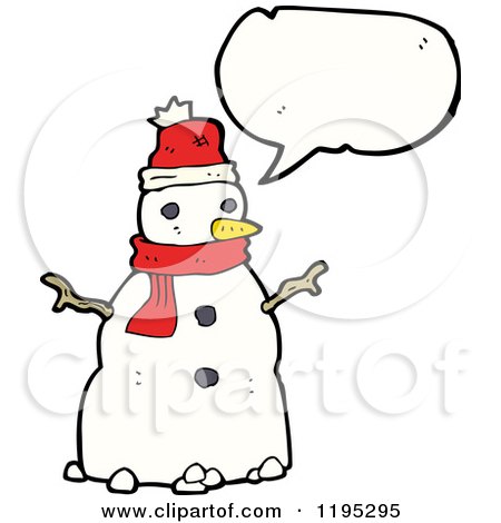 Cartoon of a Snowman Speaking - Royalty Free Vector Illustration by lineartestpilot