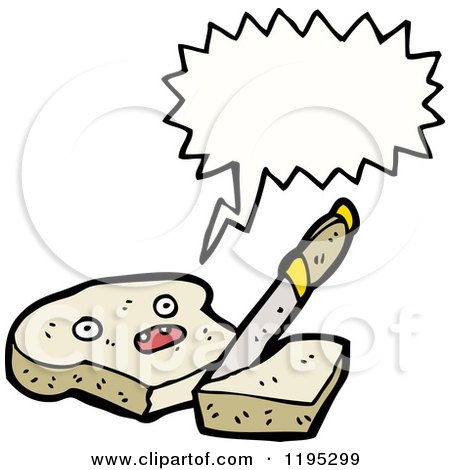 Cartoon of a Bread Slice Speaking - Royalty Free Vector Illustration by lineartestpilot