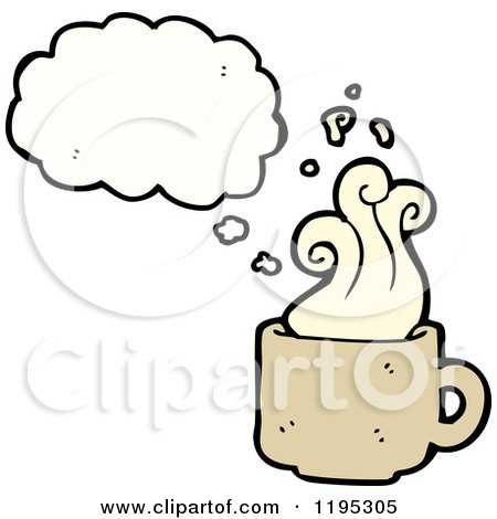 Cartoon of a Coffee Cup Thinking - Royalty Free Vector Illustration by lineartestpilot