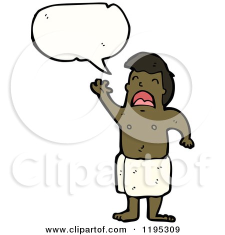 Cartoon of a Black Man in a Towel Speaking - Royalty Free Vector Illustration by lineartestpilot