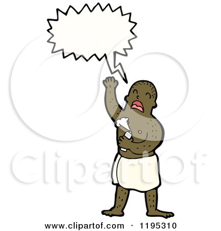 Cartoon of a Black Man in a Towel Speaking - Royalty Free Vector Illustration by lineartestpilot