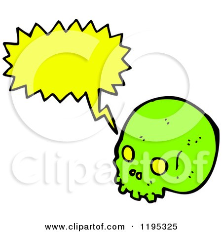 Cartoon of a Green Skull Speaking - Royalty Free Vector Illustration by lineartestpilot