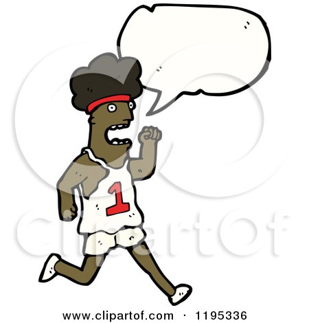 Cartoon of a Black Athlete Speaking - Royalty Free Vector Illustration by lineartestpilot