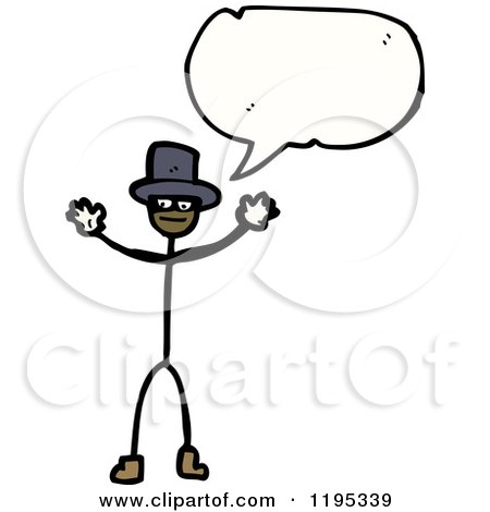Cartoon of a Black Stick Person Speaking - Royalty Free Vector Illustration by lineartestpilot