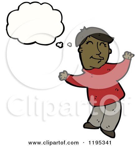 Cartoon of a Black Man Thinking - Royalty Free Vector Illustration by lineartestpilot