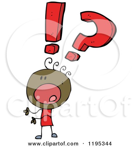 Cartoon of a Black Stick Person with Punctuation Marks - Royalty Free Vector Illustration by lineartestpilot