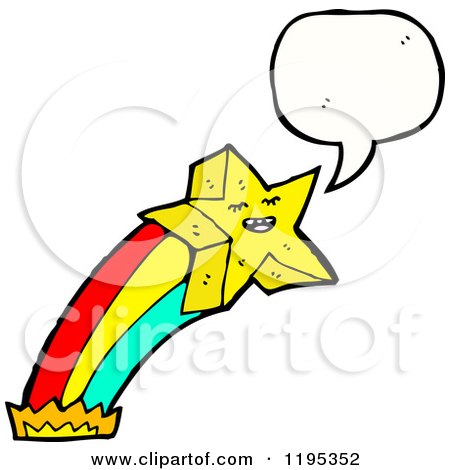 Cartoon of a Star with a Rainbow Speaking - Royalty Free Vector Illustration by lineartestpilot