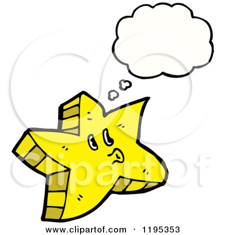Cartoon of a Starfish Thinking - Royalty Free Vector Illustration by lineartestpilot